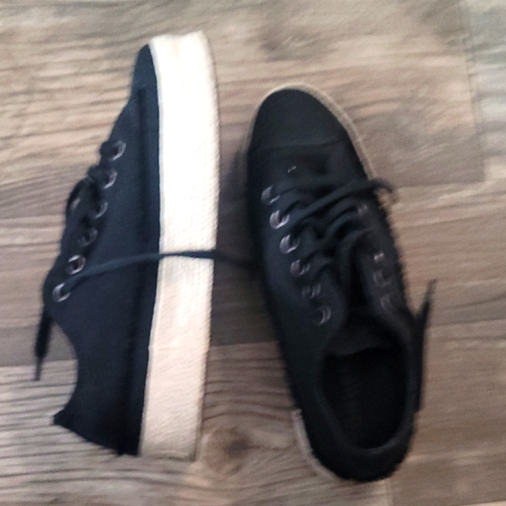 Black Canvas Sneakers with White Sole
